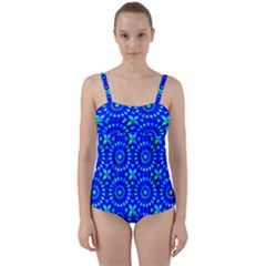 Kaleidoscope Royal Blue Twist Front Tankini Set by Mazipoodles