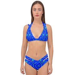 Kaleidoscope Royal Blue Double Strap Halter Bikini Set by Mazipoodles