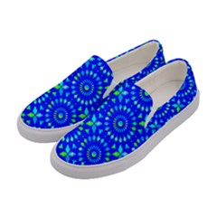 Kaleidoscope Royal Blue Women s Canvas Slip Ons by Mazipoodles