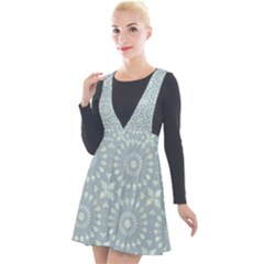 Kaleidoscope Duck Egg Plunge Pinafore Velour Dress by Mazipoodles