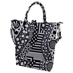 Black And White Design Buckle Top Tote Bag by gasi