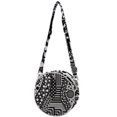 Black And White Design Crossbody Circle Bag by gasi