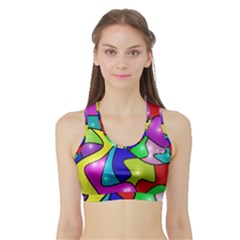 Colorful Abstract Art Sports Bra With Border by gasi