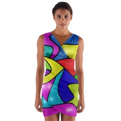 Colorful abstract art Wrap Front Bodycon Dress