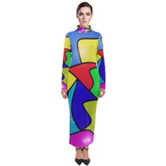 Colorful abstract art Turtleneck Maxi Dress