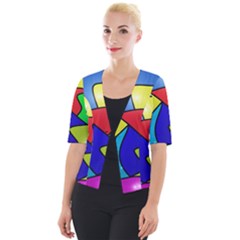 Colorful Abstract Art Cropped Button Cardigan by gasi
