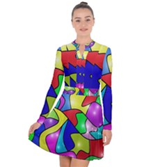 Colorful abstract art Long Sleeve Panel Dress