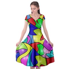 Colorful Abstract Art Cap Sleeve Wrap Front Dress by gasi