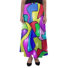 Colorful Abstract Art Flared Maxi Skirt by gasi