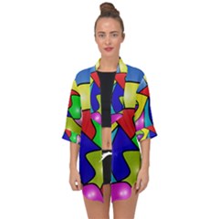 Colorful Abstract Art Open Front Chiffon Kimono by gasi