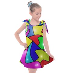 Colorful Abstract Art Kids  Tie Up Tunic Dress by gasi