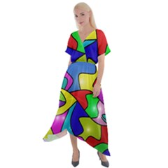 Colorful abstract art Cross Front Sharkbite Hem Maxi Dress