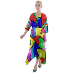 Colorful abstract art Quarter Sleeve Wrap Front Maxi Dress