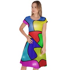 Colorful Abstract Art Classic Short Sleeve Dress by gasi