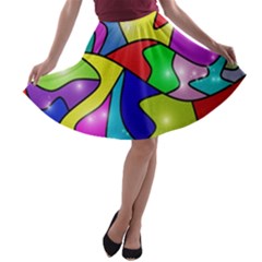 Colorful Abstract Art A-line Skater Skirt by gasi