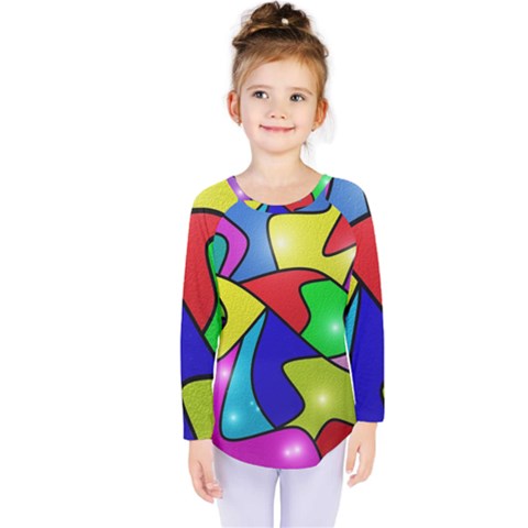 Colorful Abstract Art Kids  Long Sleeve Tee by gasi