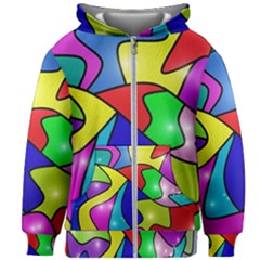 Colorful Abstract Art Kids  Zipper Hoodie Without Drawstring