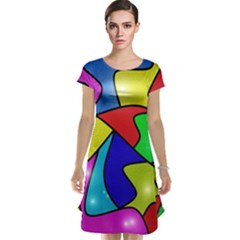 Colorful Abstract Art Cap Sleeve Nightdress by gasi