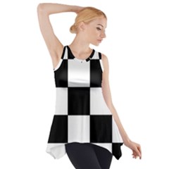 Grid-domino-bank-and-black Side Drop Tank Tunic