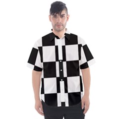 Grid-domino-bank-and-black Men s Short Sleeve Shirt