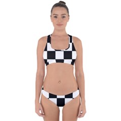 Grid-domino-bank-and-black Cross Back Hipster Bikini Set by BangZart