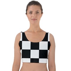 Grid-domino-bank-and-black Velvet Crop Top by BangZart