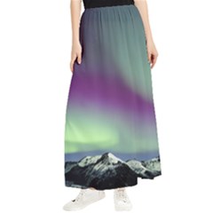 Aurora Stars Sky Mountains Snow Aurora Borealis Maxi Chiffon Skirt by Uceng