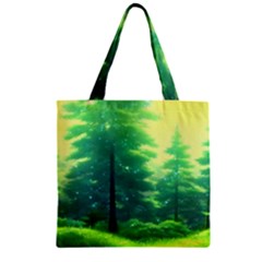 Anime Forrest Nature Fantasy Sunset Trees Woods Zipper Grocery Tote Bag by Uceng