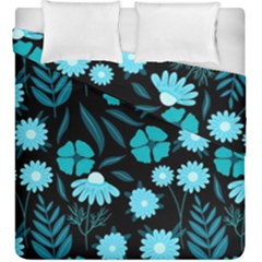 Flower Nature Blue Black Art Pattern Floral Duvet Cover Double Side (king Size) by Uceng