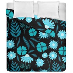 Flower Nature Blue Black Art Pattern Floral Duvet Cover Double Side (california King Size) by Uceng