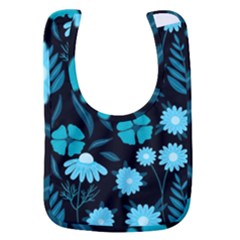 Flower Nature Blue Black Art Pattern Floral Baby Bib by Uceng