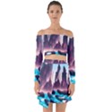 Urban City Cyberpunk River Cyber Tech Future Off Shoulder Top with Skirt Set View1