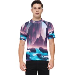 Urban City Cyberpunk River Cyber Tech Future Men s Short Sleeve Rash Guard