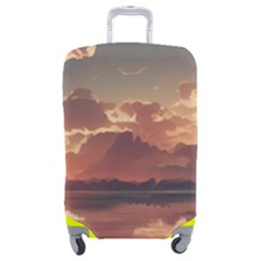 Sunset River Sky Clouds Nature Nostalgic Mountain Luggage Cover (medium) by Uceng