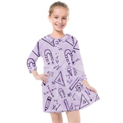 Science Research Curious Search Inspect Scientific Kids  Quarter Sleeve Shirt Dress by Uceng