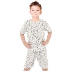 Background Ornamental Pattern Graphic Seamless Kids  Tee And Shorts Set by Uceng