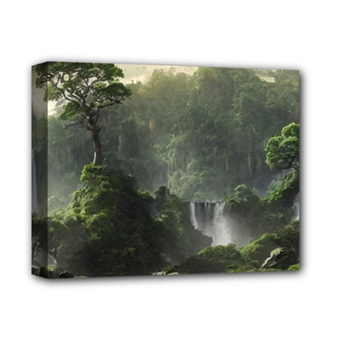 Waterfall River Fantasy Dream Planet Matte Deluxe Canvas 14  X 11  (stretched)