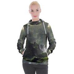 Waterfall River Fantasy Dream Planet Matte Women s Hooded Pullover by Uceng