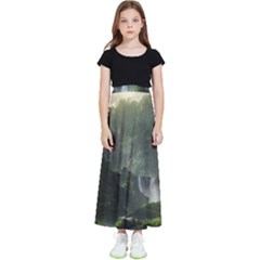 Waterfall River Fantasy Dream Planet Matte Kids  Flared Maxi Skirt by Uceng