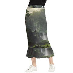 Waterfall River Fantasy Dream Planet Matte Maxi Fishtail Chiffon Skirt by Uceng