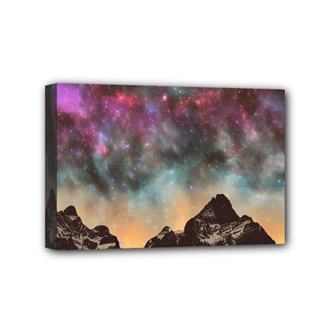 Mountain Space Galaxy Stars Universe Astronomy Mini Canvas 6  X 4  (stretched) by Uceng