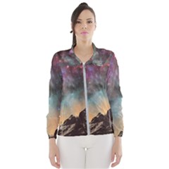 Mountain Space Galaxy Stars Universe Astronomy Women s Windbreaker by Uceng