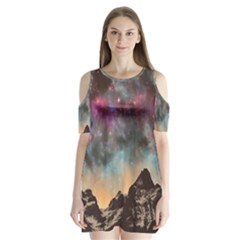 Mountain Space Galaxy Stars Universe Astronomy Shoulder Cutout Velvet One Piece by Uceng