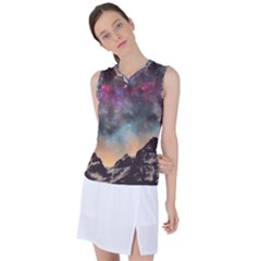 Mountain Space Galaxy Stars Universe Astronomy Women s Sleeveless Sports Top by Uceng