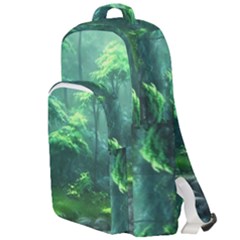 River Forest Woods Nature Rocks Japan Fantasy Double Compartment Backpack by Uceng