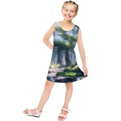 Forest Wood Nature Lake Swamp Water Trees Kids  Tunic Dress by Uceng