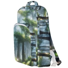 Forest Wood Nature Lake Swamp Water Trees Double Compartment Backpack by Uceng