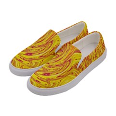 Red Yellow Abstract Wallpapers Abstracts Liquids Women s Canvas Slip Ons by Uceng