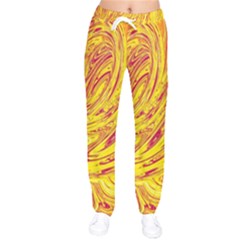 Red Yellow Abstract Wallpapers Abstracts Liquids Women Velvet Drawstring Pants