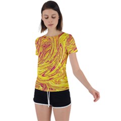 Red Yellow Abstract Wallpapers Abstracts Liquids Back Circle Cutout Sports Tee by Uceng